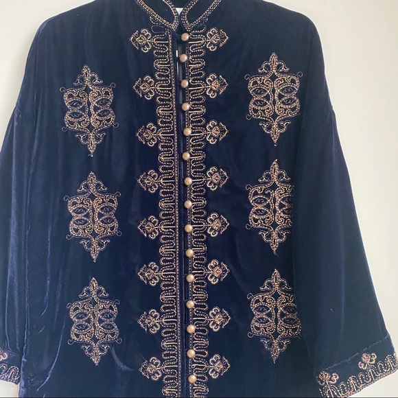 ZARA EMBROIDERED VELVET KIMONO JACKET - Picture 8 of 9